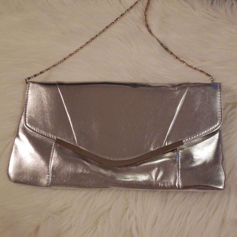 Mix No 6 Silver Clutch with Chain Strap